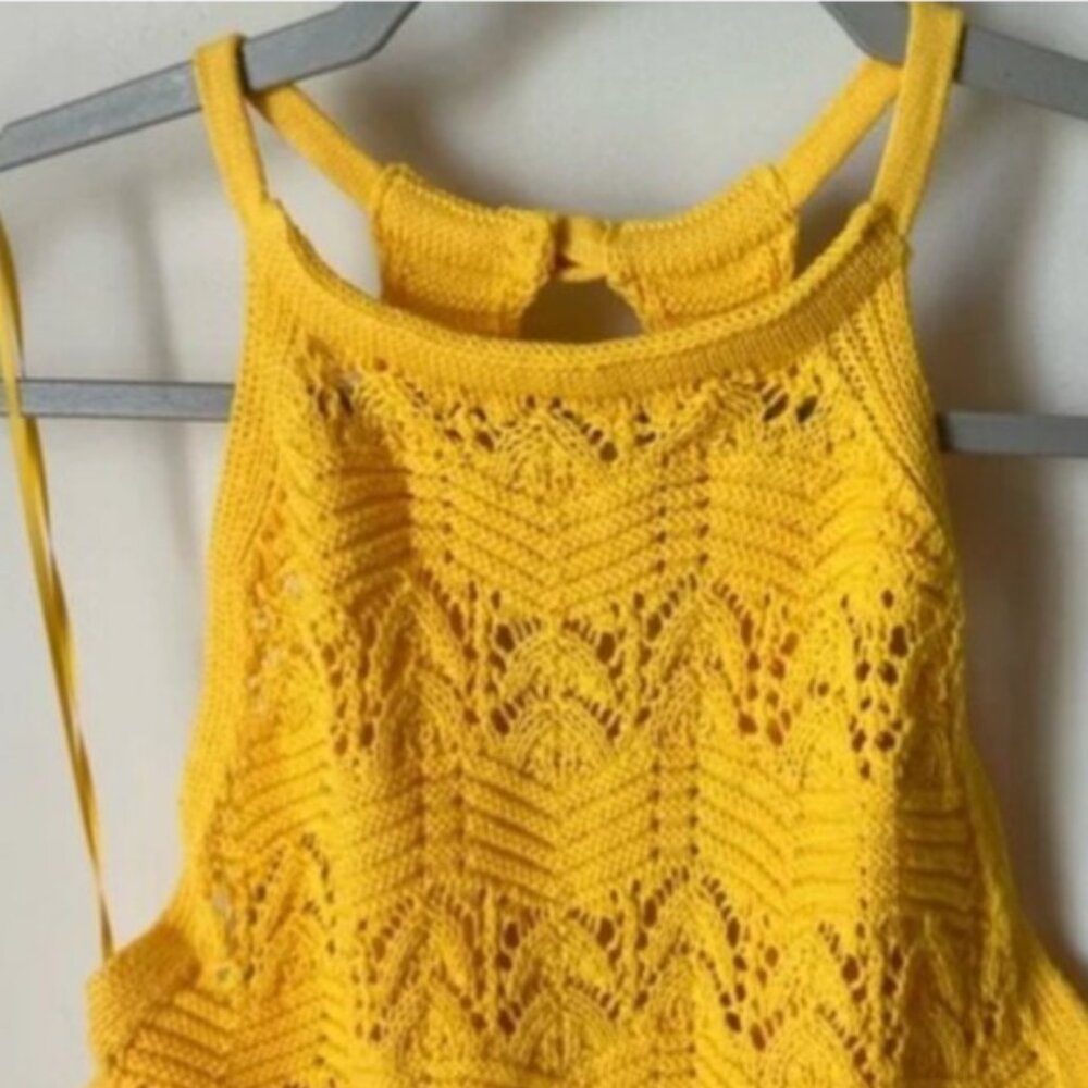 😎House of Harlow 1960 Yellow Daffodil Crocheted Maxi Dress Size: S NWT - Picture 10 of 10